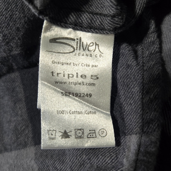 Silver Jeans Grey and Black Plaid, YL - Picture 3 of 3
